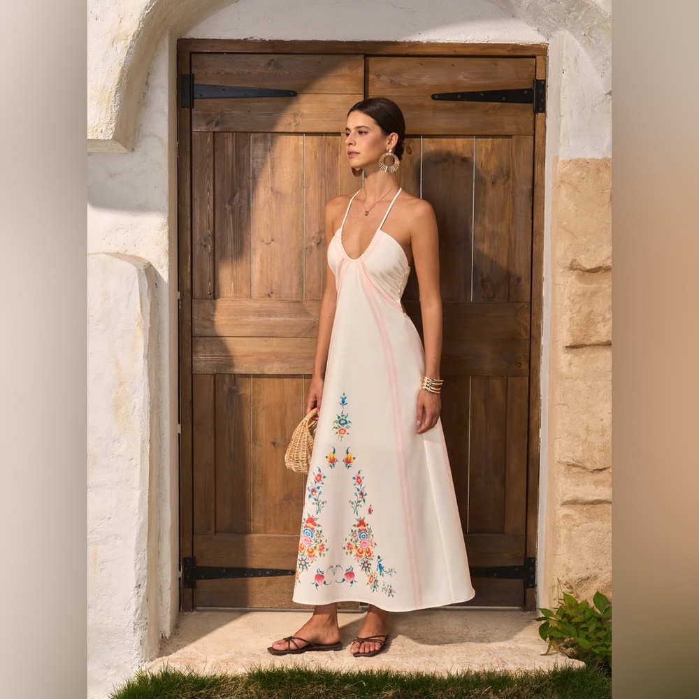 Floral Print Backless Halter Dress - Commense - Picture 4 of 6